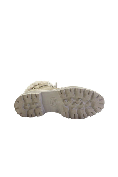 Kennel & Schmenger Womens Fuzzy Lined Lace Up Combat Boots Shoes Beige Size 12
