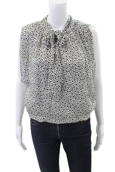 Daniela Corte Women's High Neck Short Sleeves Polka Dot Blouse Size 42