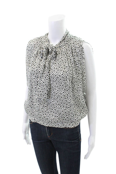Daniela Corte Women's High Neck Short Sleeves Polka Dot Blouse Size 42