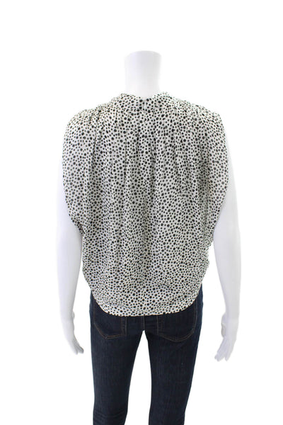 Daniela Corte Women's High Neck Short Sleeves Polka Dot Blouse Size 42