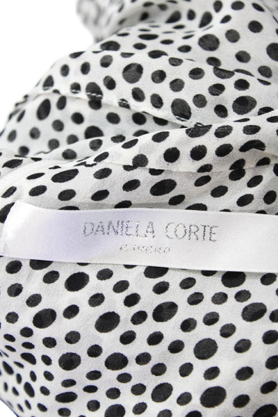 Daniela Corte Women's High Neck Short Sleeves Polka Dot Blouse Size 42