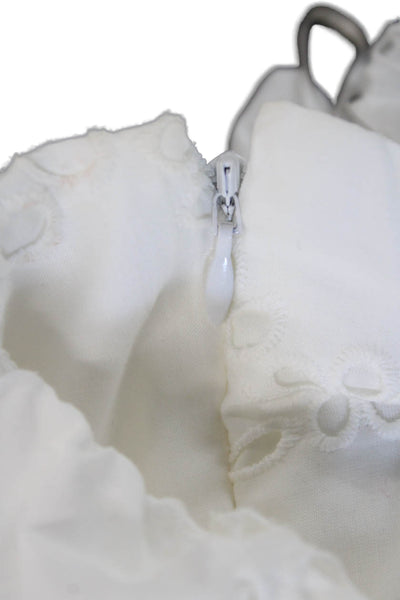 Zara Womens Eyelet Off The Shoulder Dress White Cotton Size Medium