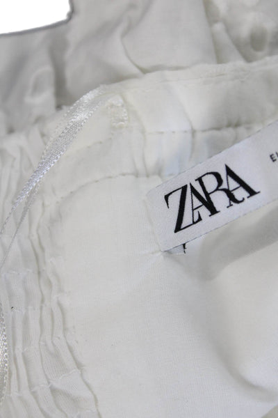 Zara Womens Eyelet Off The Shoulder Dress White Cotton Size Medium