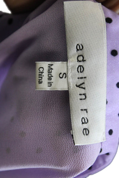 Adelyn Rae Womens Polka Dot Ruffled Blouse Purple Black Size Small