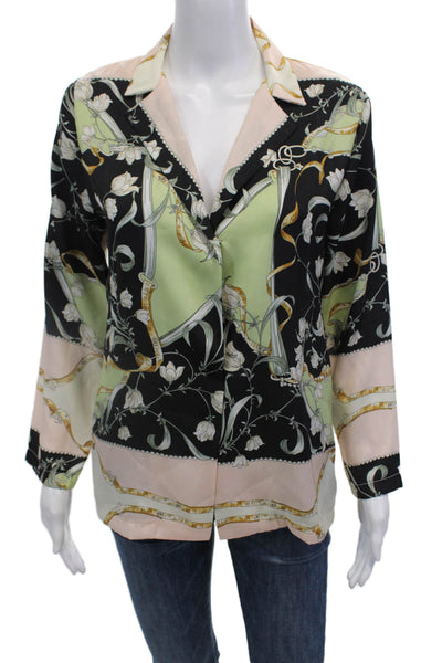 Muze Womens Floral Print Long Sleeve Button Down Shirt Multicolor Size S