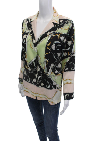 Muze Womens Floral Print Long Sleeve Button Down Shirt Multicolor Size S