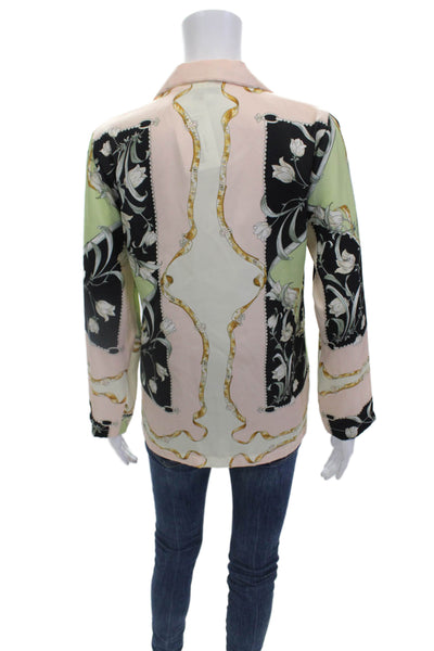 Muze Womens Floral Print Long Sleeve Button Down Shirt Multicolor Size S