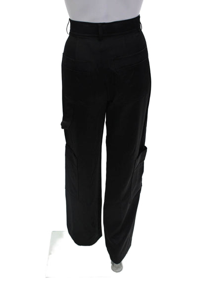 Zara Womens Straight Leg Slim Fit Zip Fly Trouser Pants Black Size S