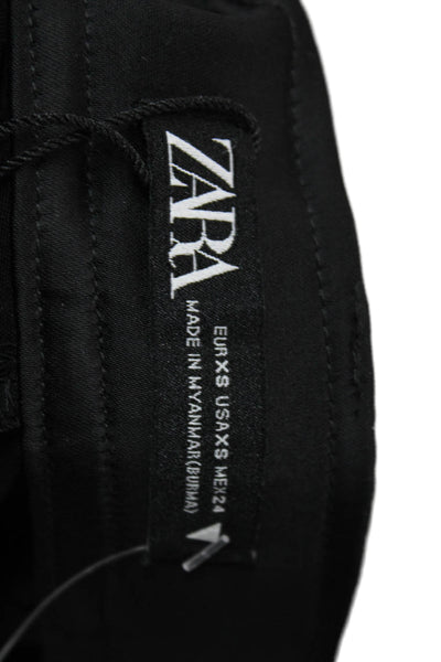 Zara Womens Straight Leg Slim Fit Zip Fly Trouser Pants Black Size S