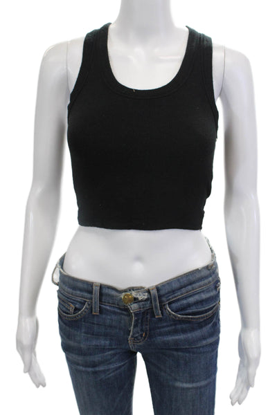 Katie J Girls Solid Ribbed Sleeveless Tank Top Black Size M