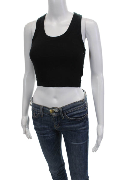 Katie J Girls Solid Ribbed Sleeveless Tank Top Black Size M