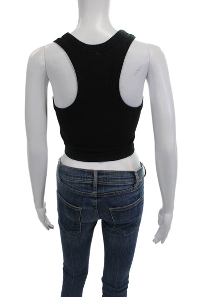 Katie J Girls Solid Ribbed Sleeveless Tank Top Black Size M