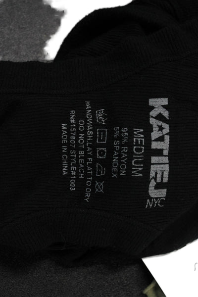 Katie J Girls Solid Ribbed Sleeveless Tank Top Black Size M
