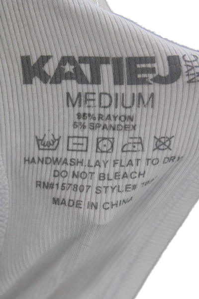 Katie J Girls Scoop Neck Ribbed Sleeveless Tank Top White Size M