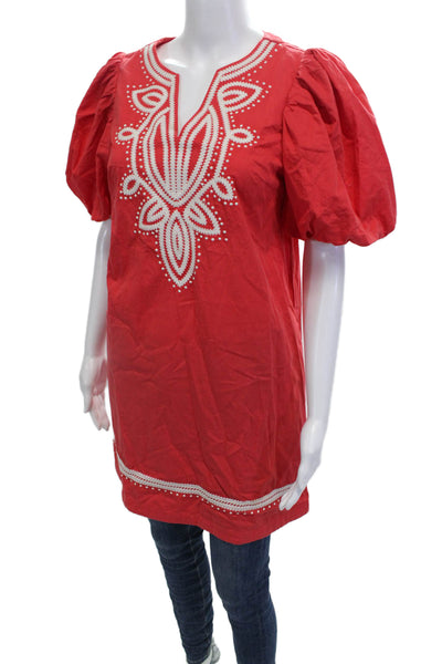 Pinch Womens Cotton Textured Short Sleeve V-neck Top Red Size XS