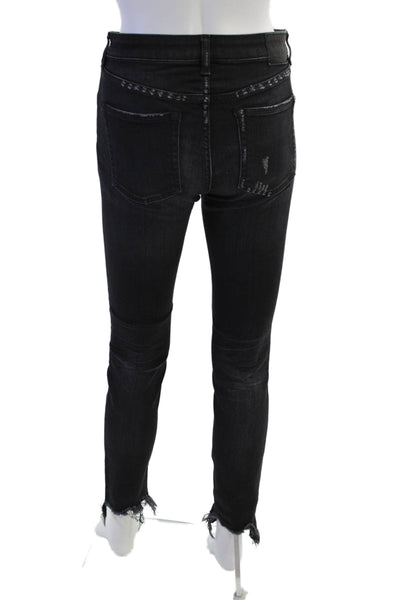 R13 Womens High Rise Distress Skinny Leg Denim Jeans Black Size 28