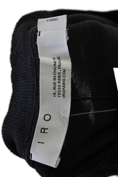 IRO Womens Linen Crew Neck Short Sleeve Basic Tee Top Black Size Small