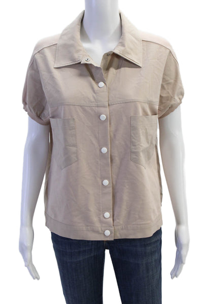 Pure. Womens Textured Short Sleeve Button Top Pink Size EUR 36