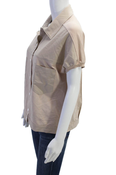 Pure. Womens Textured Short Sleeve Button Top Pink Size EUR 36