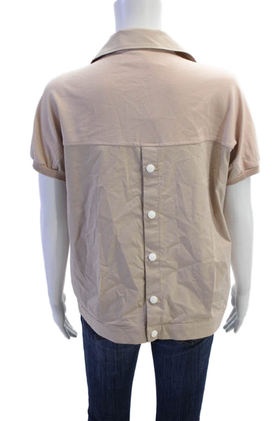 Pure. Womens Textured Short Sleeve Button Top Pink Size EUR 36