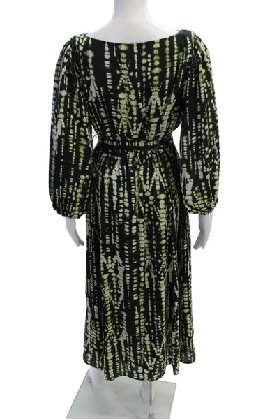 Banana Republic Womens Textured V-neck Long Sleeve Dotted Dress Green Size XS