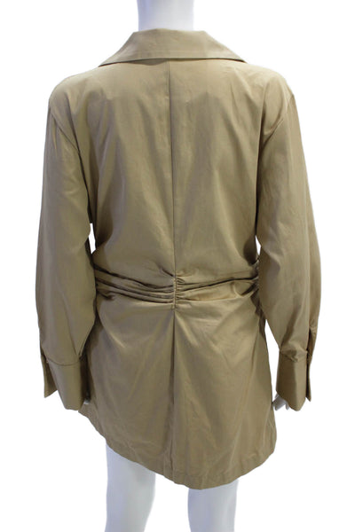 Zara Womens Long Sleeves Lace Up Neck Shirt Dress Brown Size Extra Large