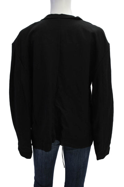 Zara Womens Linen Blend Tie Closure Wrap Jacket Black Size Large