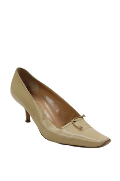 Richard Tyler Womens Leather Pointed Toe Heels Pumps Shoes Beige Size 6.5
