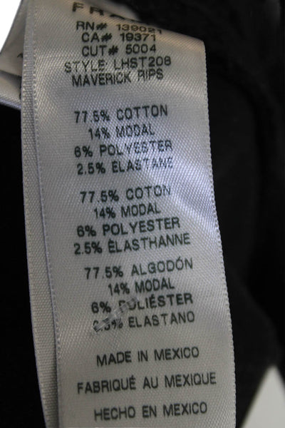 Frame Womens High Rise Maverick Rips Straight Leg Jeans Black Cotton Size 32