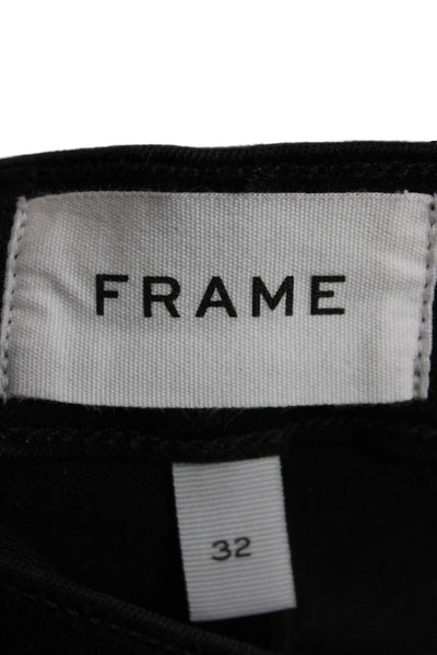 Frame Womens High Rise Maverick Rips Straight Leg Jeans Black Cotton Size 32