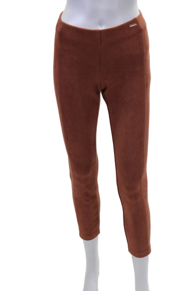 Tahari Womens Textured Slim Leg Tapered Pants Orange Size S
