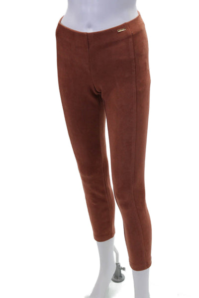 Tahari Womens Textured Slim Leg Tapered Pants Orange Size S