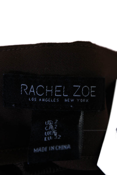 Rachel Zoe Womens Elastic Waistband Pleated Tapered Pants Brown Size 02