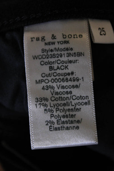 Rag & Bone Womens Cotton Zip Button Fray Slim Leg Jeans Black Size EUR 25