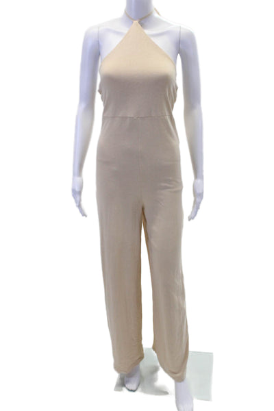 Zara Womens Textured Halter Top Casual Jumpsuit Nude Size S