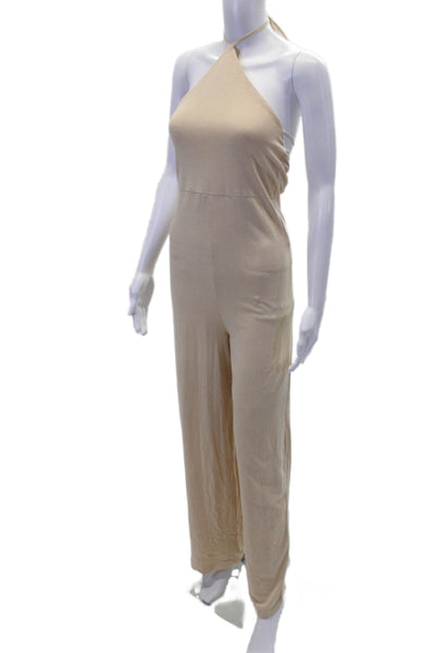 Zara Womens Textured Halter Top Casual Jumpsuit Nude Size S