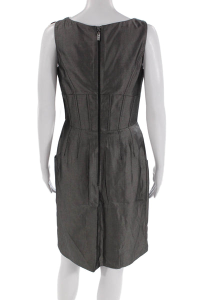 Nue By Shani Womens Back Zip Flower Scoop Neck Shift Dress Gray Size 4