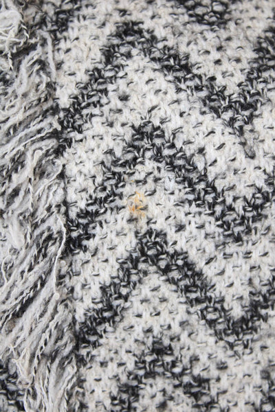 Zara Womens Sleeveless Fringe Trim Knit Shift Dress White Gray Size Small