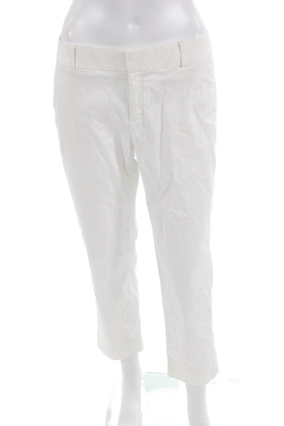 Banana Republic Womens Cotton Pocketed Flat Front Pants Solid White Size 4