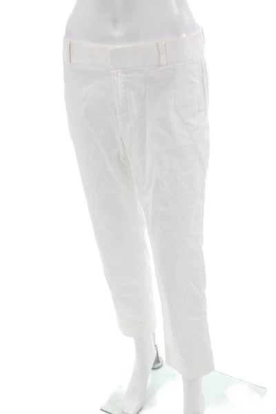 Banana Republic Womens Cotton Pocketed Flat Front Pants Solid White Size 4