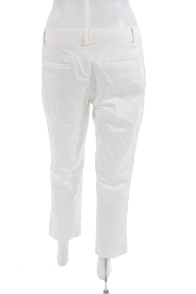 Banana Republic Womens Cotton Pocketed Flat Front Pants Solid White Size 4