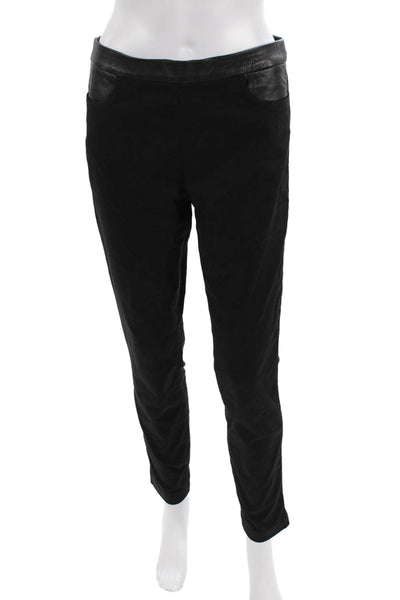 J Crew Womens Cotton Faux Leather Panel Detail Casual Pants Black Size 6