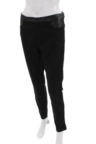 J Crew Womens Cotton Faux Leather Panel Detail Casual Pants Black Size 6