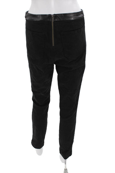 J Crew Womens Cotton Faux Leather Panel Detail Casual Pants Black Size 6