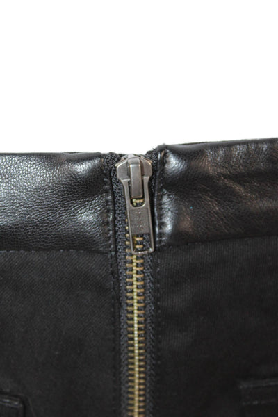 J Crew Womens Cotton Faux Leather Panel Detail Casual Pants Black Size 6