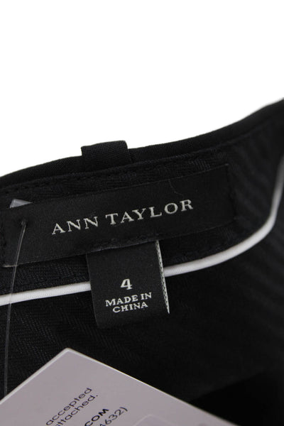 Ann Taylor Womens Wool Pocketed Flared Leg Pants Black Size 4