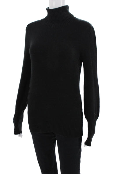 J Crew Womens Knitted Balloon Sleeve Turtleneck Sweater Solid Black Size XXS