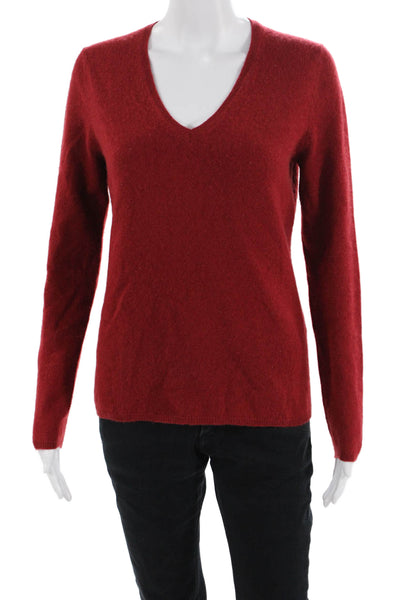 Lord & Taylor Womens V-Neck Long Sleeve Knit Sweater Red Size M