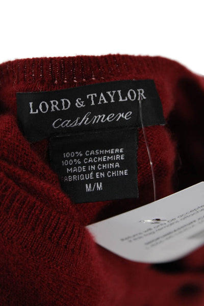 Lord & Taylor Womens V-Neck Long Sleeve Knit Sweater Red Size M