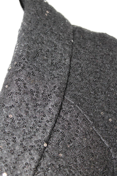 Banana Republic Womens Collared Single Button Sequined Blazer Black Size 4